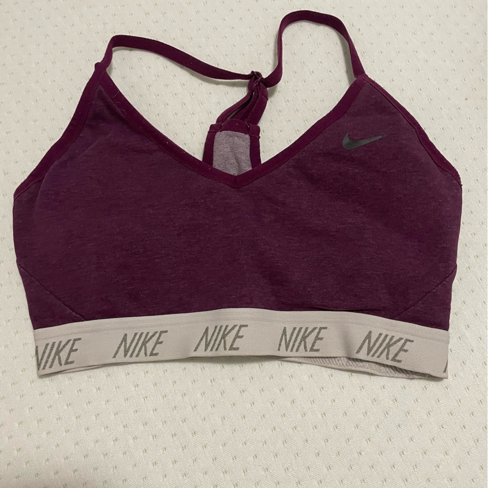 Nike Women's Maroon and Gray Sports Bra